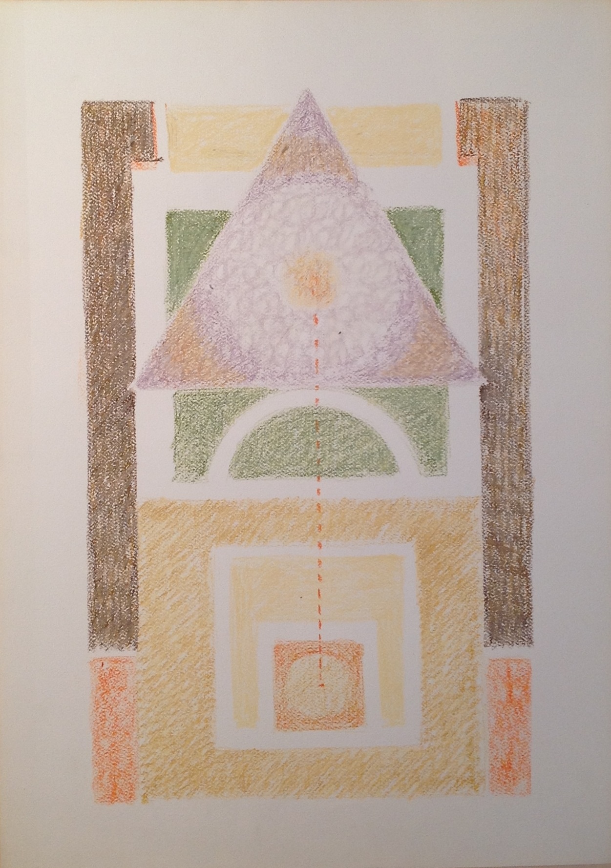 Forme disegno astratto geometrico di Gigi Busato disegno pastello su carta a colori collezione di famiglia