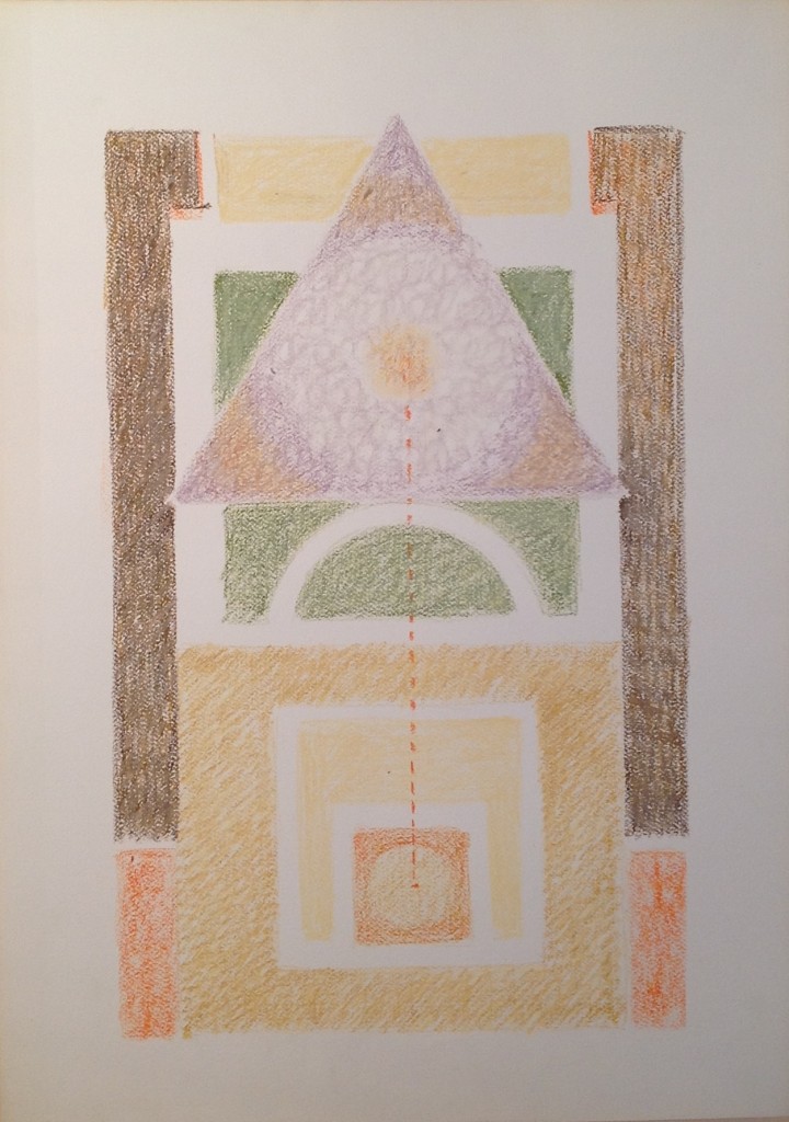 Forme disegno astratto geometrico di Gigi Busato disegno a pastello su carta a colori collezione di famiglia