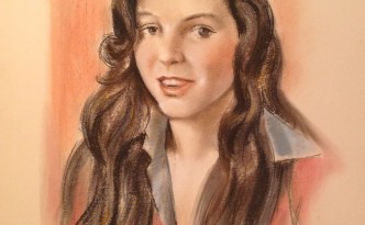 Dania di Gigi Busato. Ritratto di giovane donna. Disegno a colori pastello su carta, collezione di famiglia