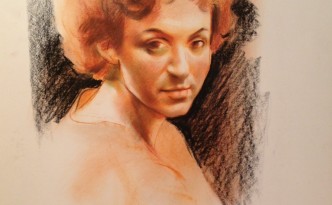 Mariapia di Gigi Busato. Ritratto di donna. Disegno a pastello su carta, collezione di famiglia