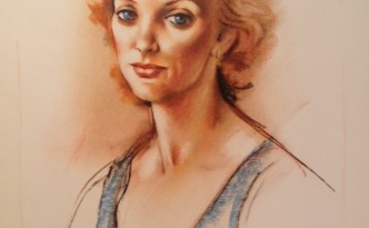 Domitilla di Gigi Busato. Ritratto di donna. Disegno pastello su carta, collezione di famiglia