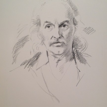 Ritornato di Gigi Busato. Ritratto del volto di un uomo. Disegno matita su carta bianco e nero. Collezione di famiglia