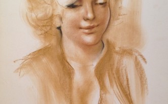 Guendalina di Gigi Busato. Ritratto di donna, disegno pastello su carta. Collezione di famiglia