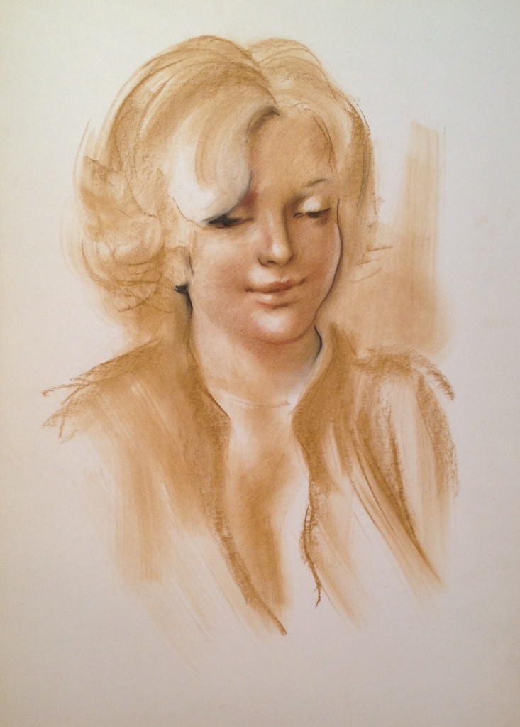 Guendalina di Gigi Busato. Ritratto di donna, disegno pastello su carta. Collezione di famiglia