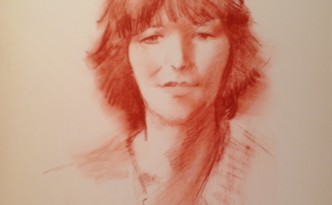 Francesca di Gigi Busato. Ritratto di giovane donna. Disegno sanguigna su carta, collezione di famiglia