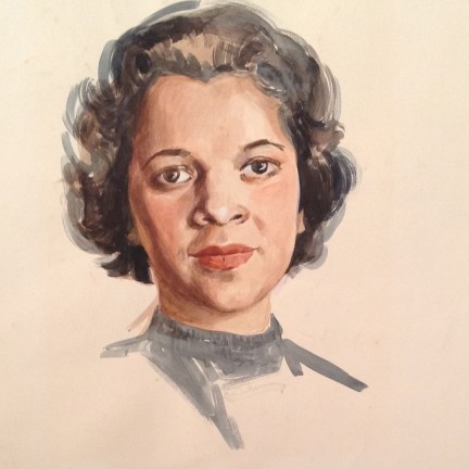 Tempera di Gigi Busato. Ritratto di donna. Disegno tempera su carta, collezione di famiglia