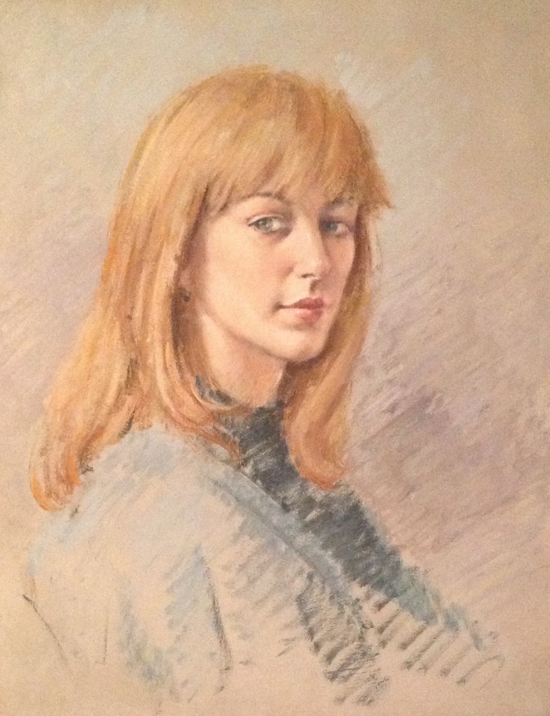 Ritratto di donna, di Gigi Busato. Pittura olio su tavola, collezione di famiglia