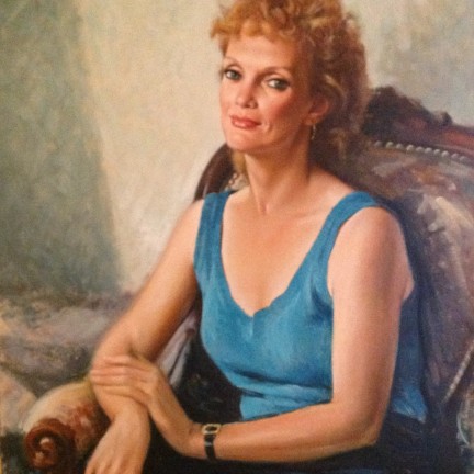 Donna in posa di Gigi Busato. Pittura olio su tela giovane donna in posa. Collezione di famiglia