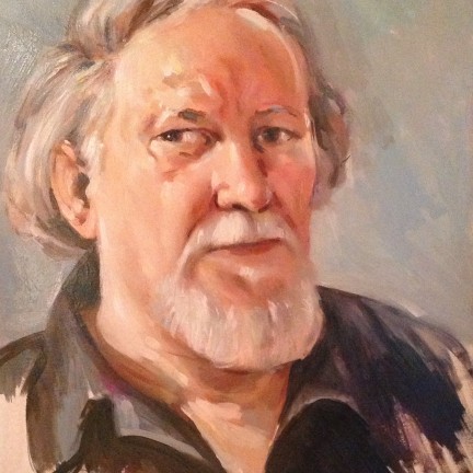 Autoritratto di Gigi Busato. Pittura olio su tela ritratto del maestro. Collezione di famiglia