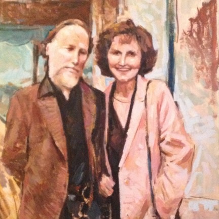 Ritratto di famiglia di Gigi Busato. Pittura olio su tela della coppia. Collezione di famiglia.